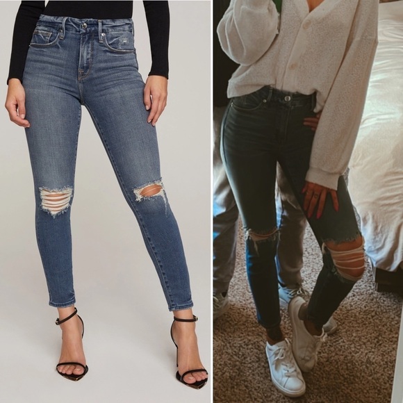 Good American Good Legs Crop Distressed Jean - Picture 2 of 10